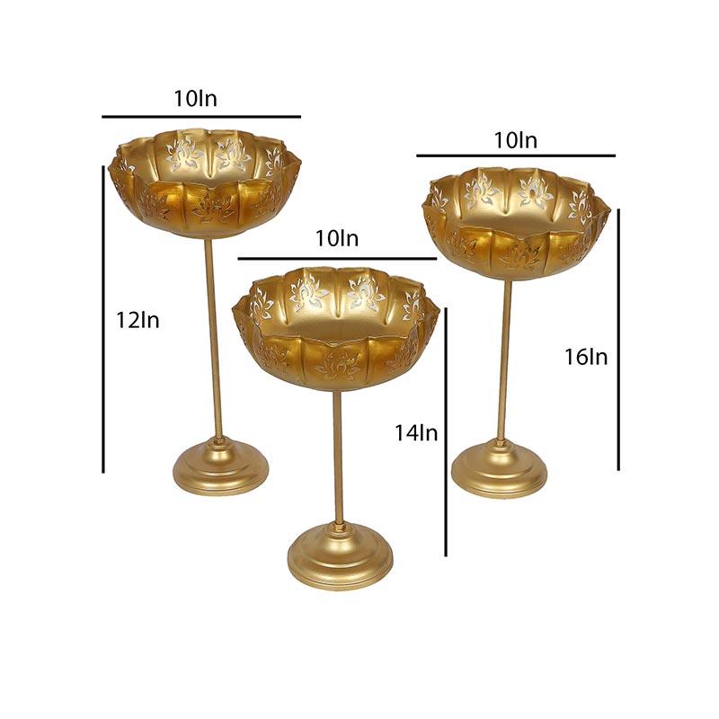 GOLDEN FLOWER TEALIGHT URLI | SET OF 3 - Ouch Cart