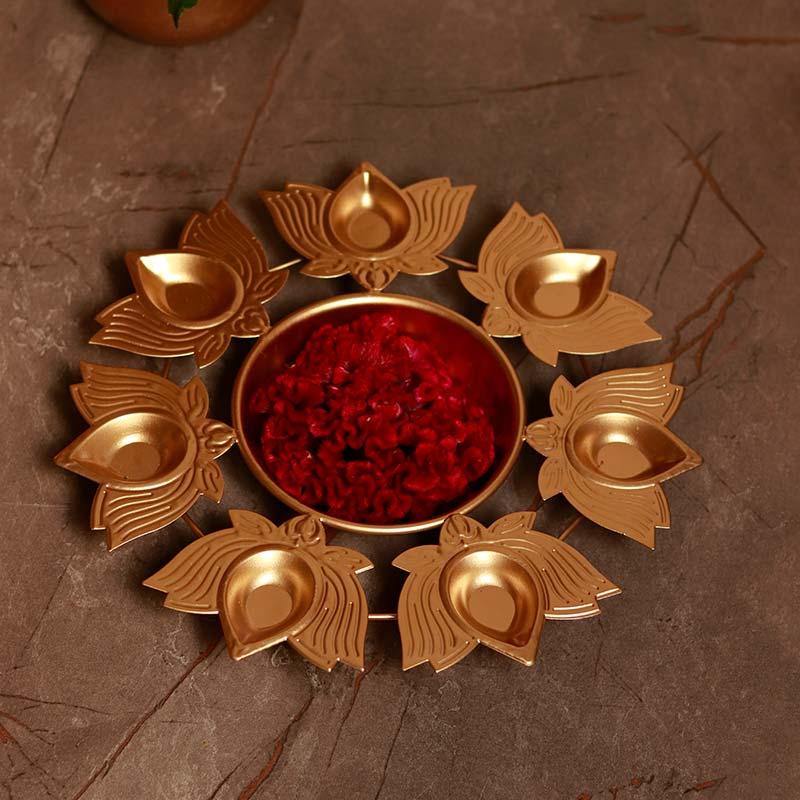 Lotus Inspired Centerpiece Urli Diya - Ouch Cart