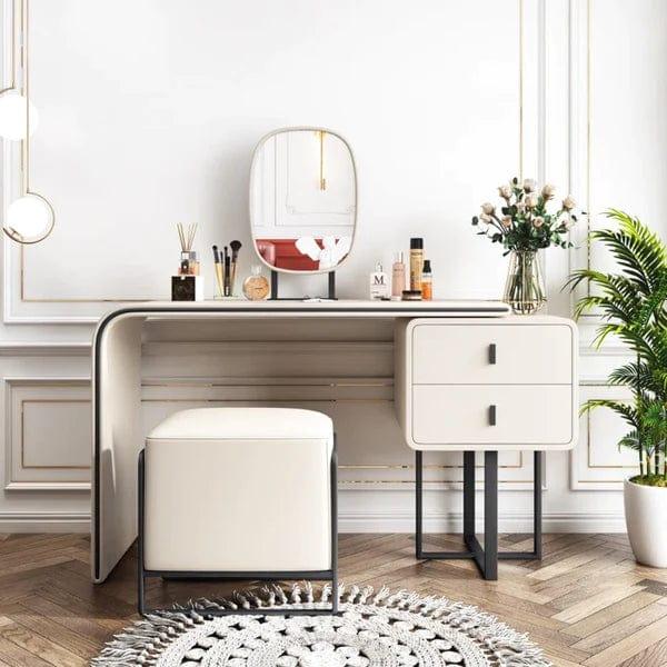 Ava Wide Vanity with Mirror Vanity wooden dressing table design with stool - Ouch Cart