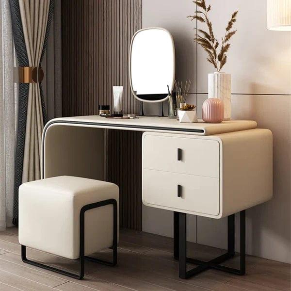 Ava Wide Vanity with Mirror Vanity wooden dressing table design with stool - Ouch Cart