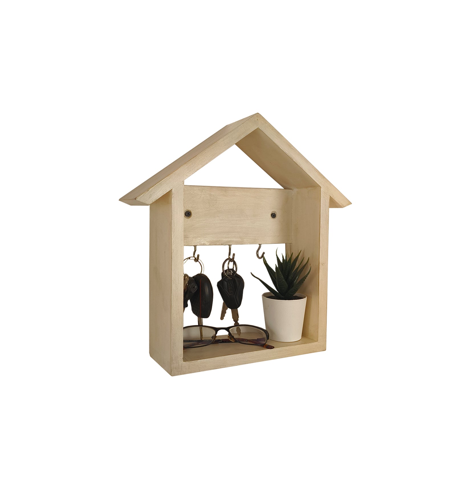Torino Wooden Wall Shelf Organiser with Key Holders-OUCH CART | Wall hangings
