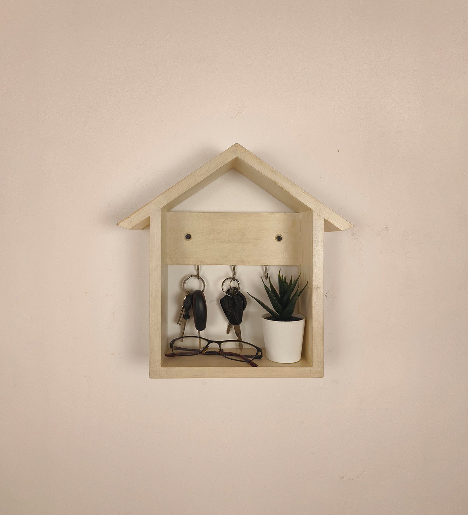 Torino Wooden Wall Shelf Organiser with Key Holders-OUCH CART | Wall hangings