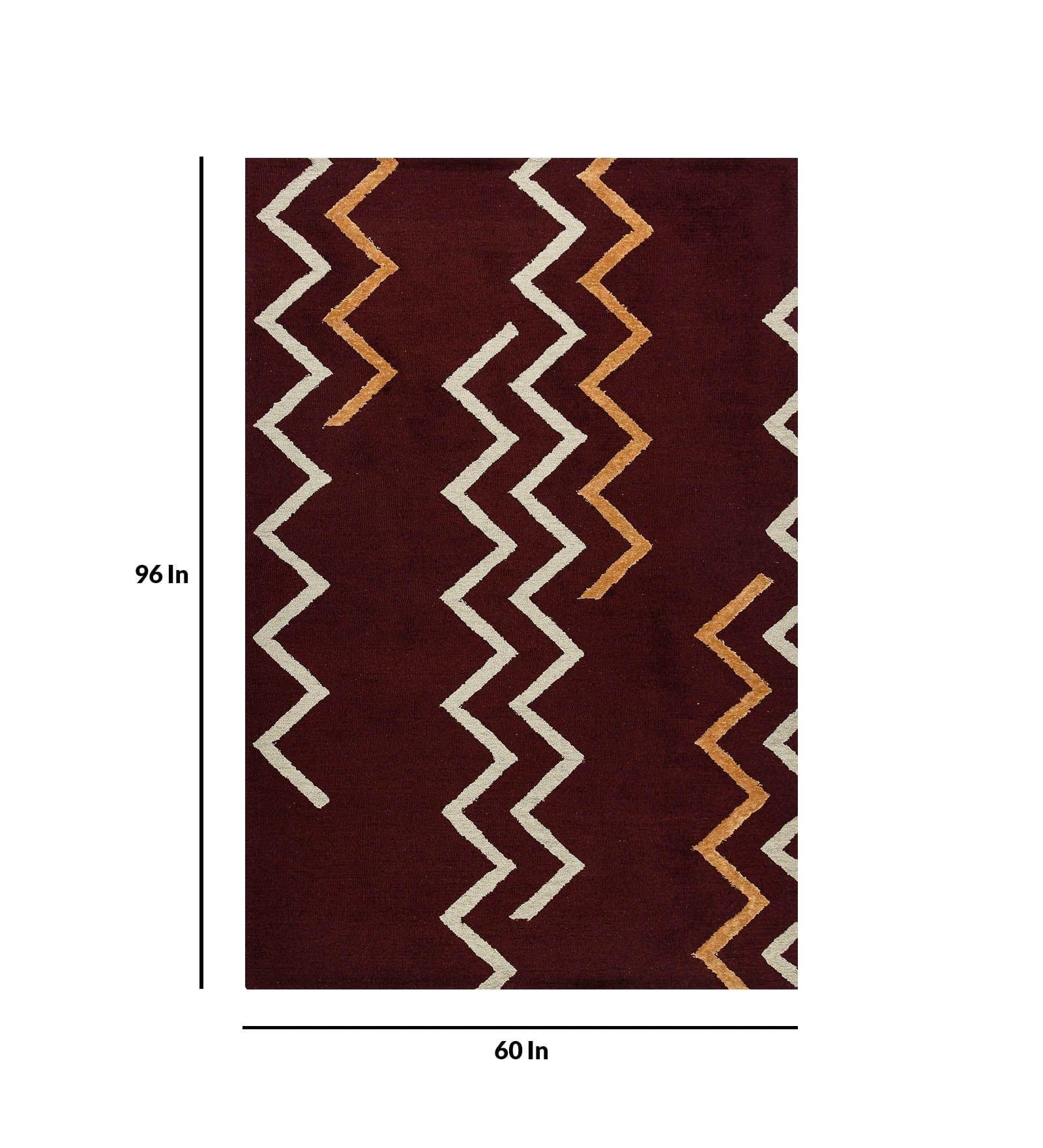 RED BERRY Wool & Viscose Canyan 5x8 Feet Hand-Tufted Carpet - Rug - Ouch Cart