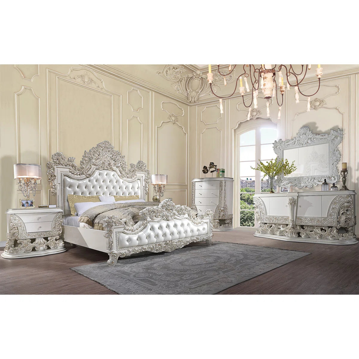 Traditional Luxurious upholstered bed,bed frame,platform bed - OUCHCART | BED