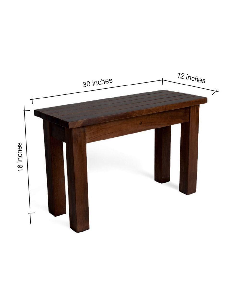 Sheesham Wood Hallway Bench In Walnut Finish - Ouch Cart