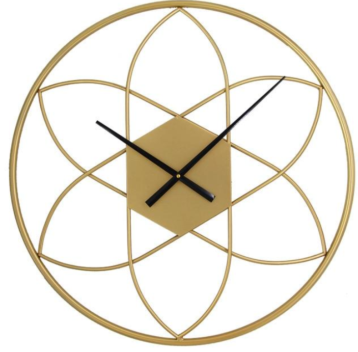Metallic Geometrical Golden Wall Clock