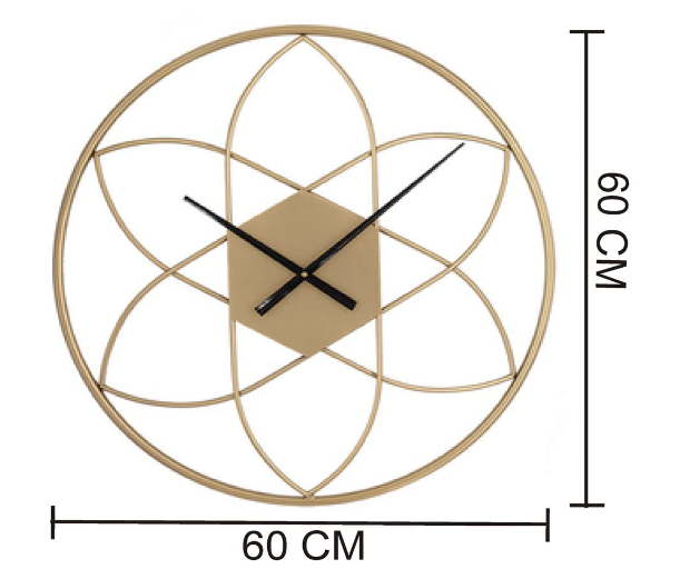 Metallic Geometrical Golden Wall Clock