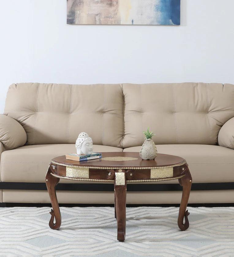 Solid Wood Coffee Table In Walnut Finish - Ouch Cart