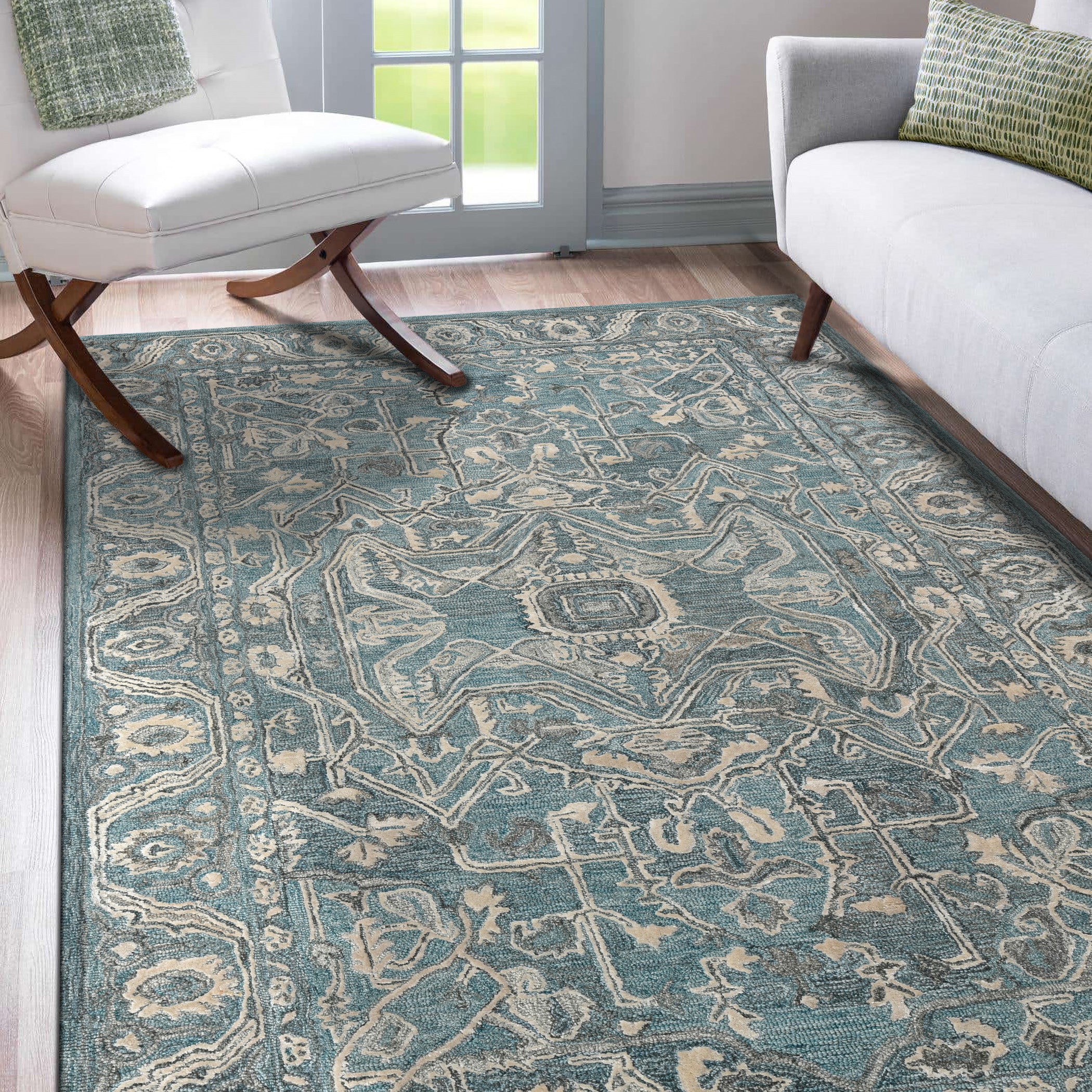 Saraswati Global Rug, Wool Area Rug, 4x6 Feet, Luxurius Rug, Ideal for Bedroom, Living Room, and Dining Room, Kids Room, Office Rug, Anti-Skid & Anti Slip Backing Carpet.