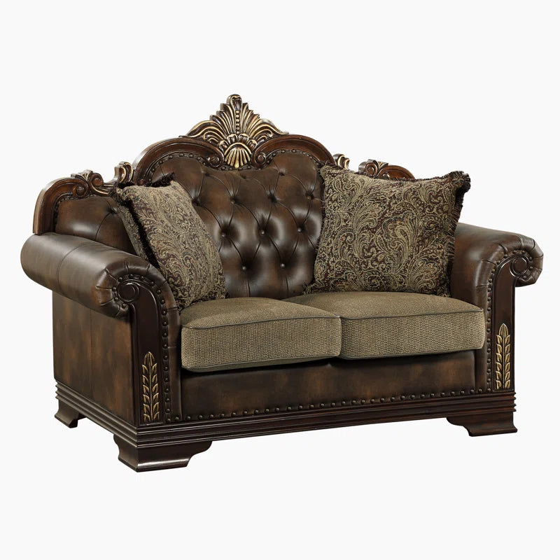 Vega 3-Piece Traditional Living Room Set - Faux leather Living Room Set, Classic Button-Tufted Detail, Sophisticated Nailhead Trim OUCH CART