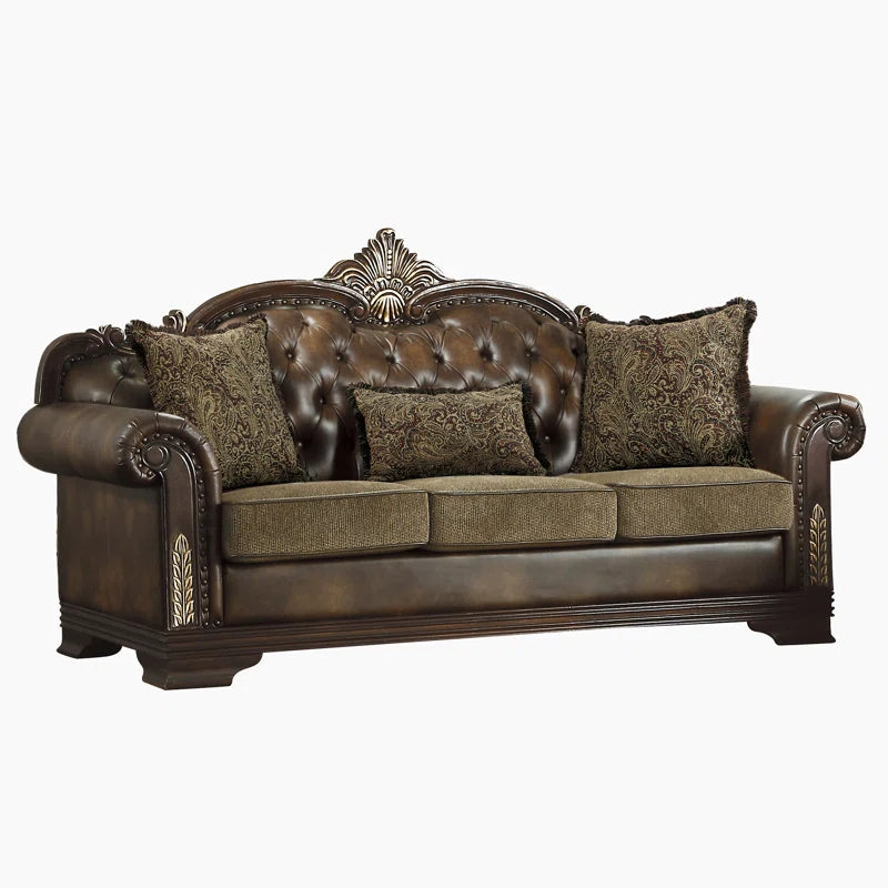 Vega 3-Piece Traditional Living Room Set - Faux leather Living Room Set, Classic Button-Tufted Detail, Sophisticated Nailhead Trim OUCH CART