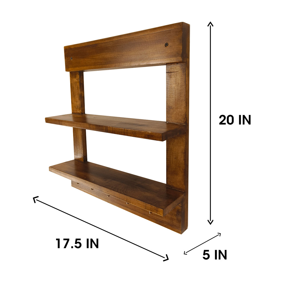 Verona Wooden Wall Shelf Organiser with Key Holders-OUCH CART | Wall hanging