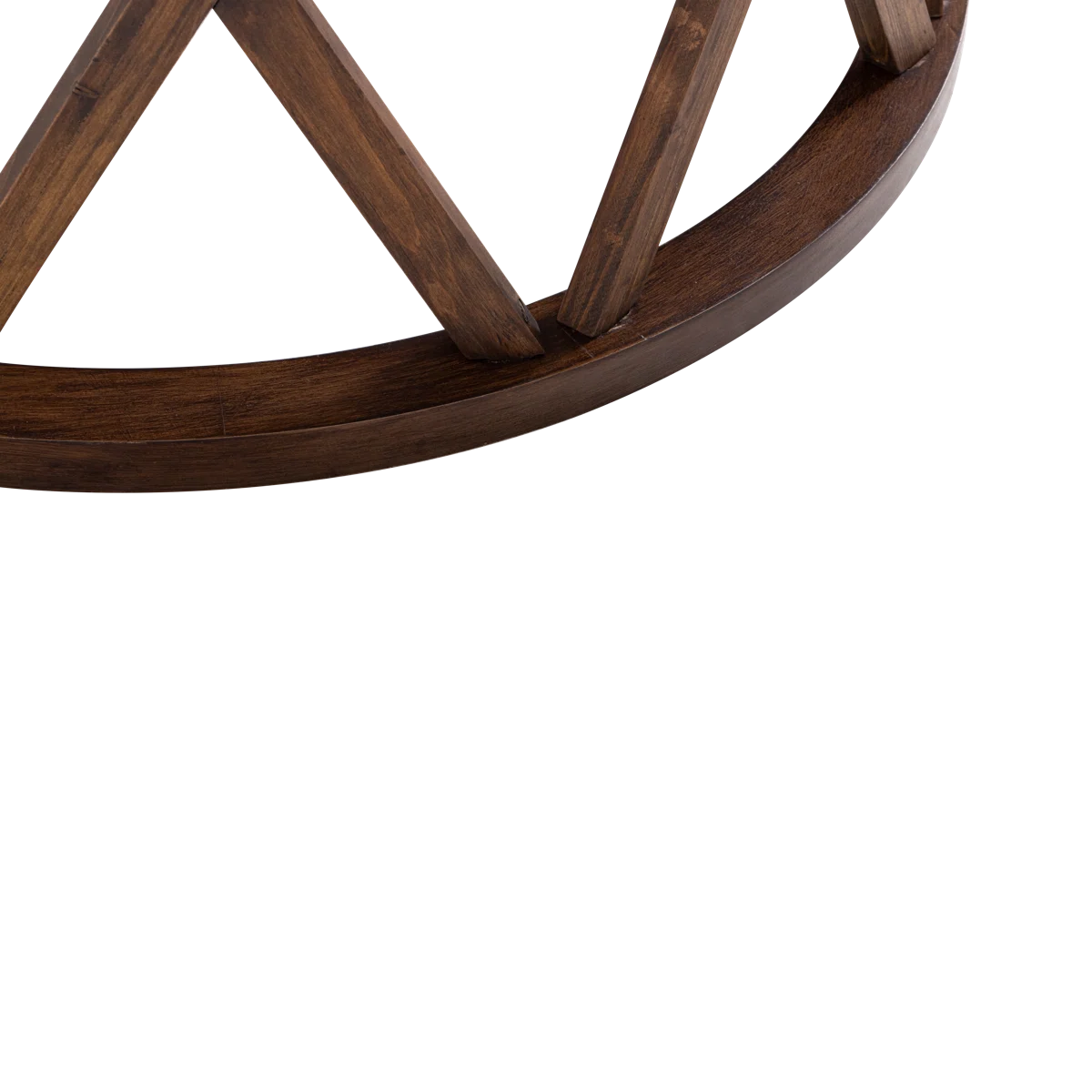 Viradis Farmhouse Coffee Table, Rustic Round Coffee Table with X-Motifs Legs, Wood Textured Top