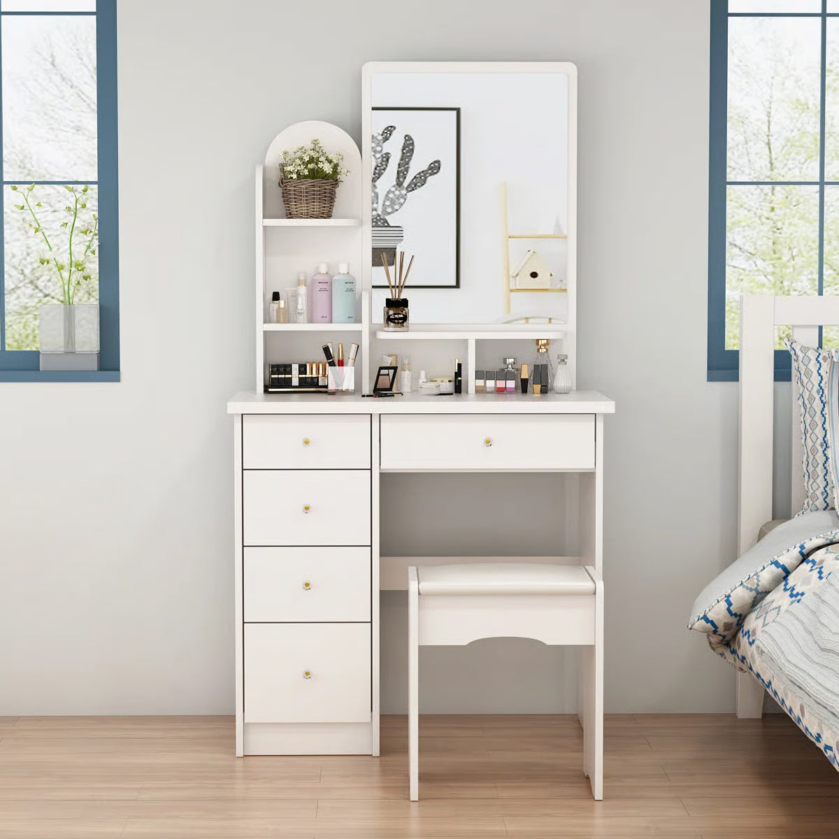 Vitomir Makeup Vanity Desk with Stylish Design and Storage- OUCH CART |Dressing table