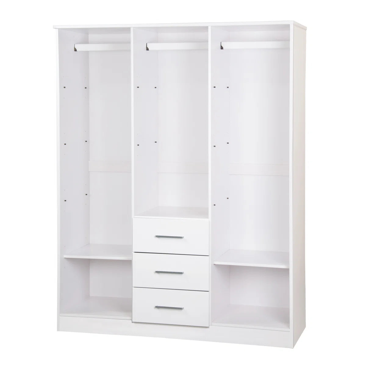 Aveah Solid Wood 3-Door Wardrobe Armoire Mirrored Door Functional Storage-OUCH CART | Wardrobe