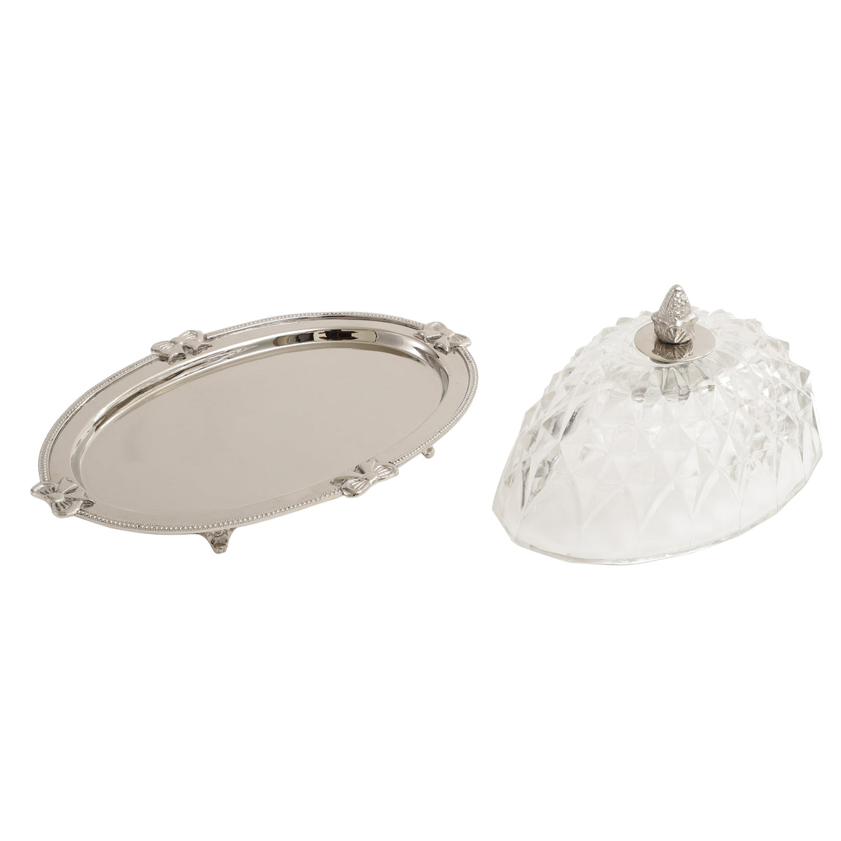 3 Leaf Decorative Silver Platter M.M.I. OVERSEAS