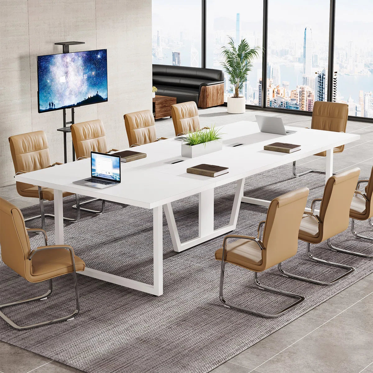 Large Conference Table, Rectangle Meeting Podcast Table