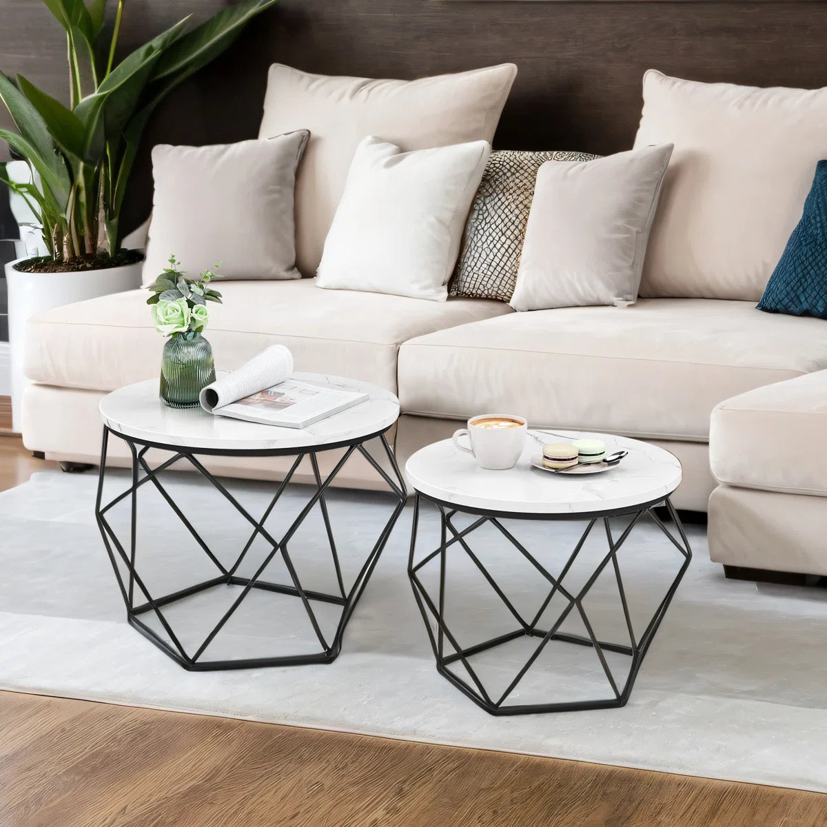 Keema Frame 2 Piece Bunching Coffee Table Sets - OUCH CART | CENTER TABLE