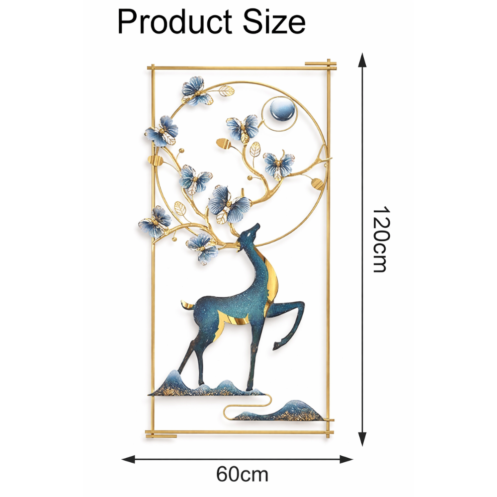 Luxury Metal Deer Wall Art | 60x120 cm 3D Decorative Panel for Home & Bedroom
