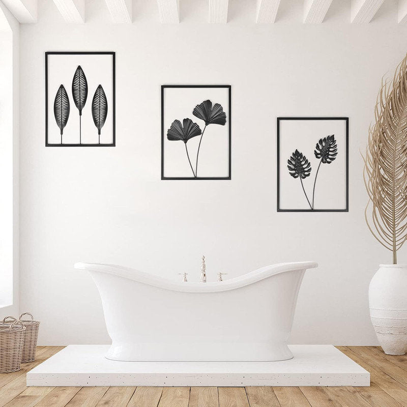 BLACK SET OF3 WALL ART WITHOUT LED