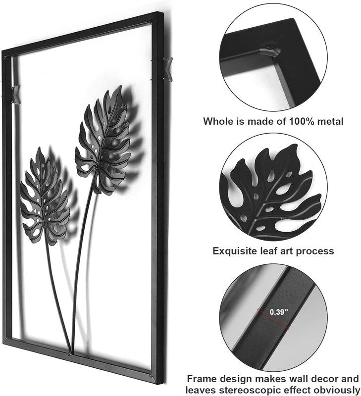 BLACK SET OF3 WALL ART WITHOUT LED