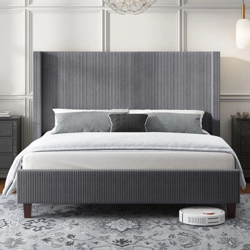 Wauseon Corduroy Upholstered Bed OUCH CART