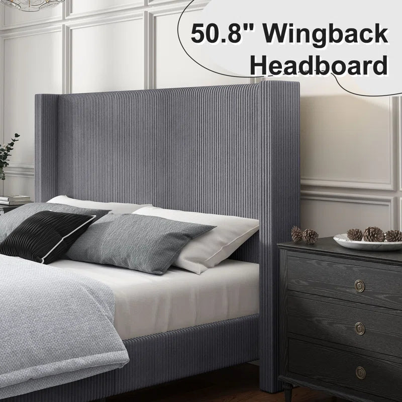 Wauseon Corduroy Upholstered Bed OUCH CART