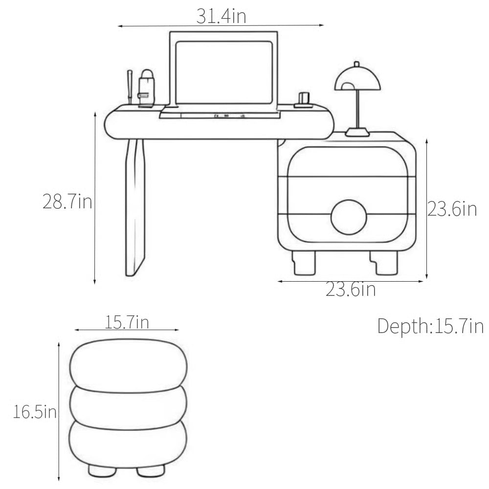 Wentworth Vanity Makeup Desk – Compact Bedroom Dressing Table-OUCH CART |Dressing table