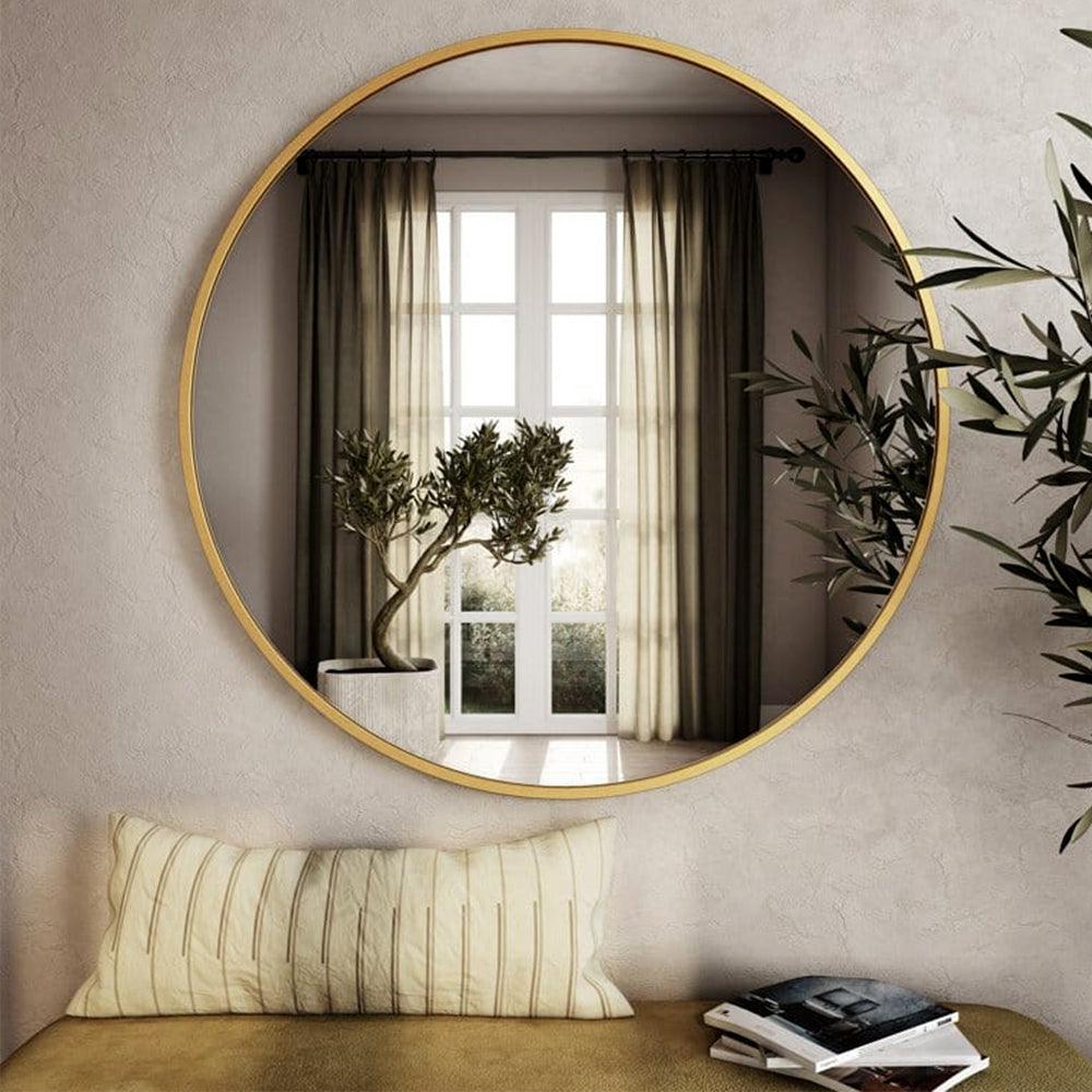 Designer Metal Golden Wall Mirror 24 inch - Ouch Cart