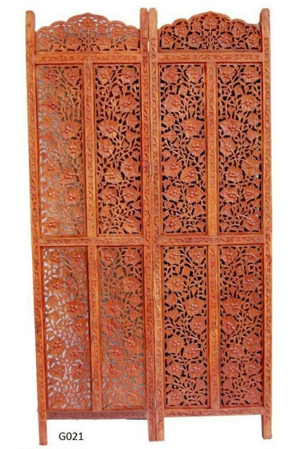 4 Panel Sheesham Wooden Partitions Room Dividers Screen Separators for Living Room - Ouch Cart