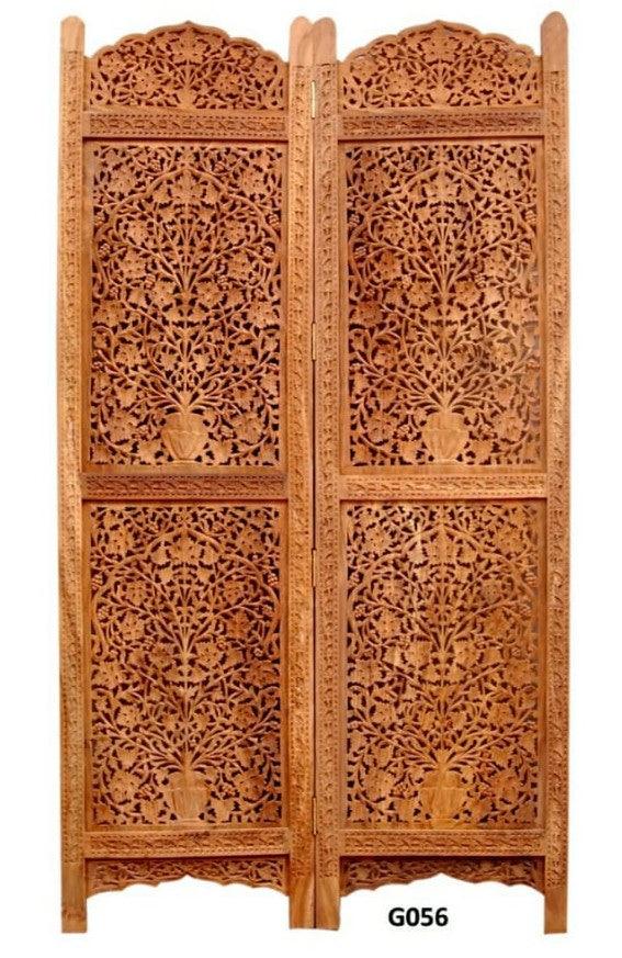 4 Panel Wooden Partition/Room Divider (Brown) - Ouch Cart