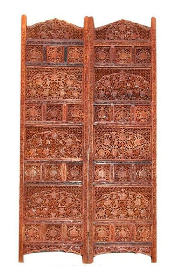 4 Panel Sheesham Wooden Partitions Room Dividers Screen Separators for Living Room - Ouch Cart
