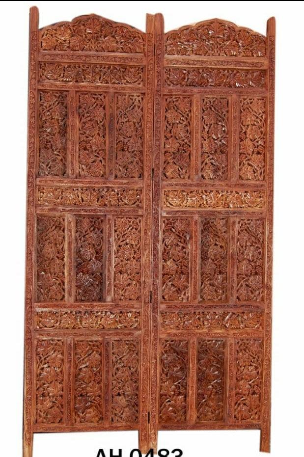4 Panel Sheesham Wooden Partitions Room Dividers Screen Separators for Living Room - Ouch Cart