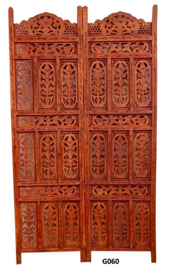 4 Panel Sheesham Wooden Partitions Room Dividers Screen Separators for Living Room - Ouch Cart