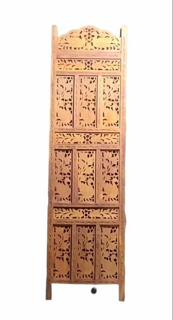 4 Panel Sheesham Wooden Partitions Room Dividers Screen Separators for Living Room - Ouch Cart