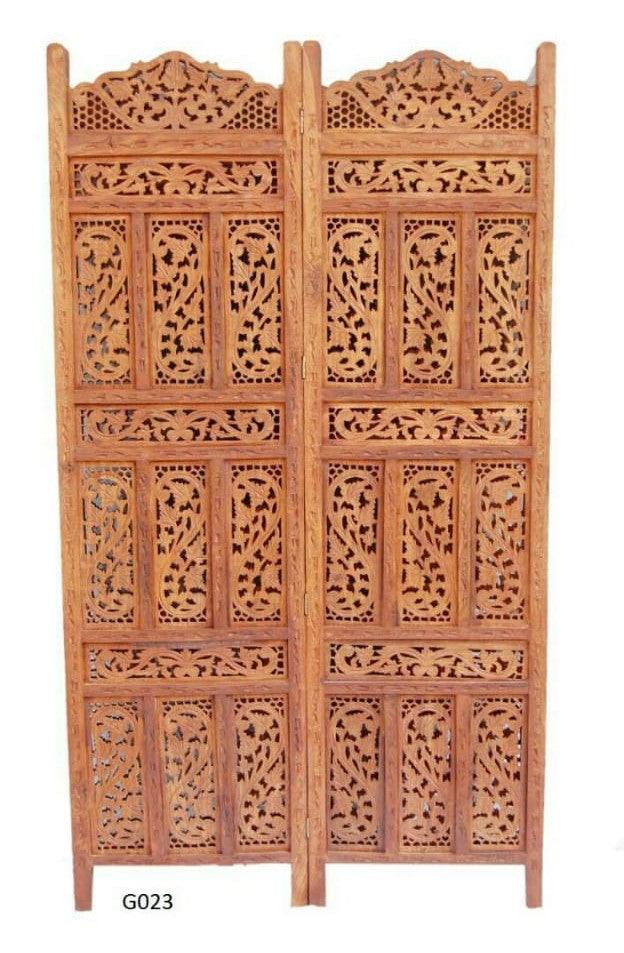 4 Panel Sheesham Wooden Partitions Room Dividers Screen Separators for Living Room - Ouch Cart