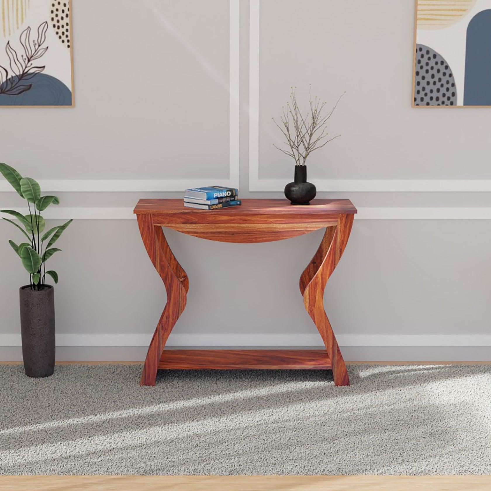 Dolce Sheesham Wood Console In Light Reddish Honey color - Ouch Cart