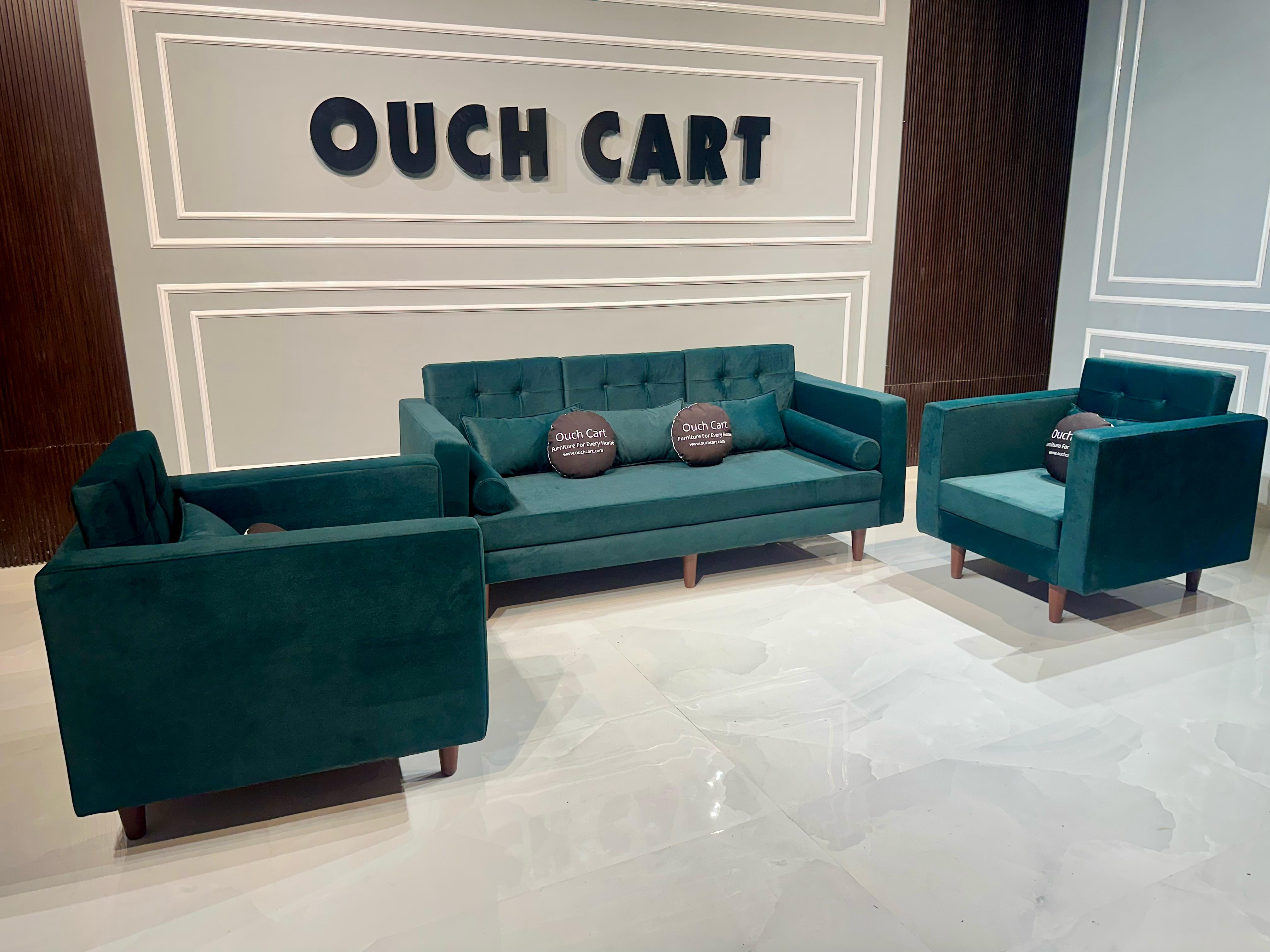 VELVET 3+2+1 SEATER FABRIC SOFA FOREST GREEN COLOUR