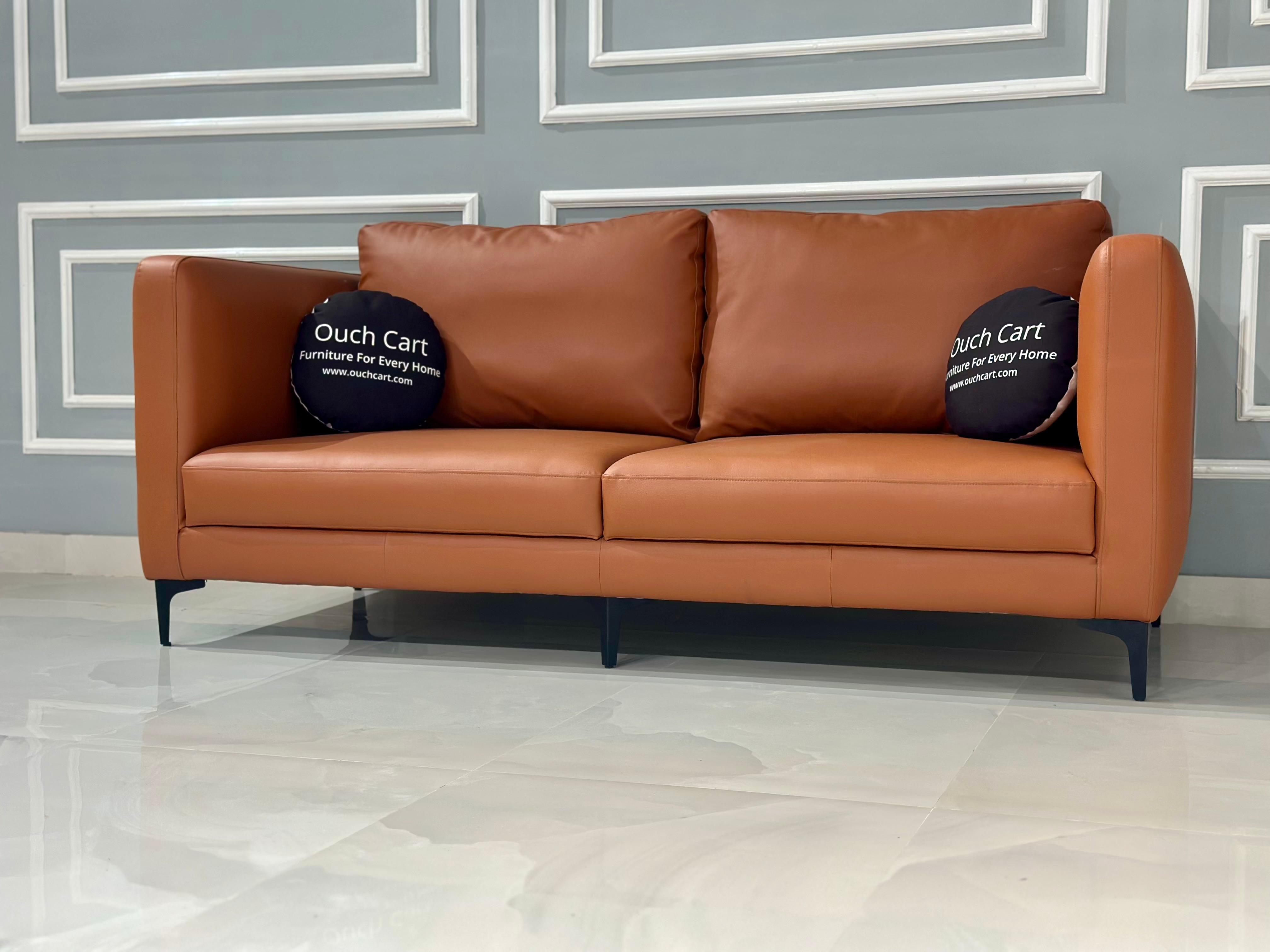 Leatherette 2 Seater Sofa in Lama Brown Colour