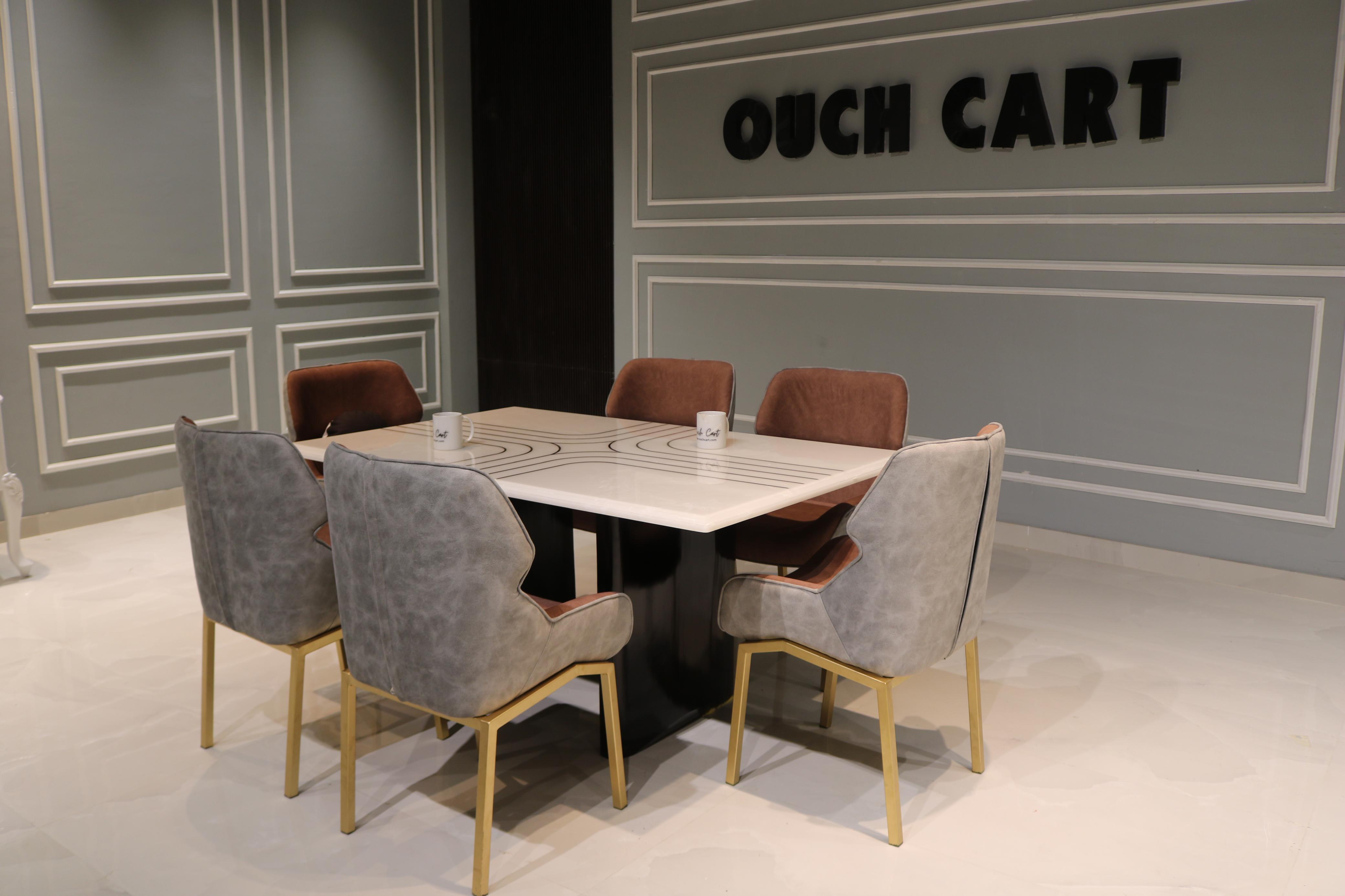 6-Seater Dining Table Set with Stunning Onex Marble Top โ A Perfect Blend of Luxury and Functionality