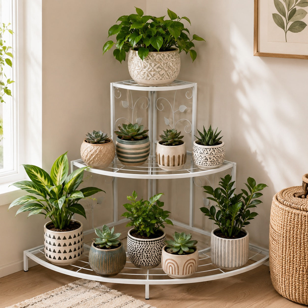 3-Tier Corner Plant Stand - Space-Saving Indoor Planter Shelf for Stylish Home Decor