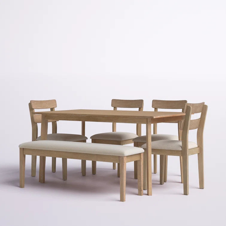 6 - Person Solid Wood Dining Set ouch cart