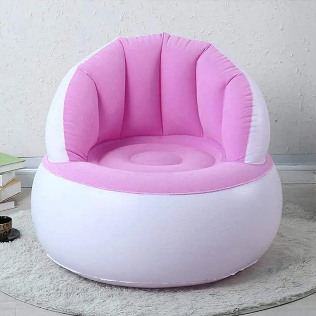 Kids Inflatable Sofa Chair With Backrest Foot Air Pump With Hose (1 Set 85x74 Cm Approx) Wukusy
