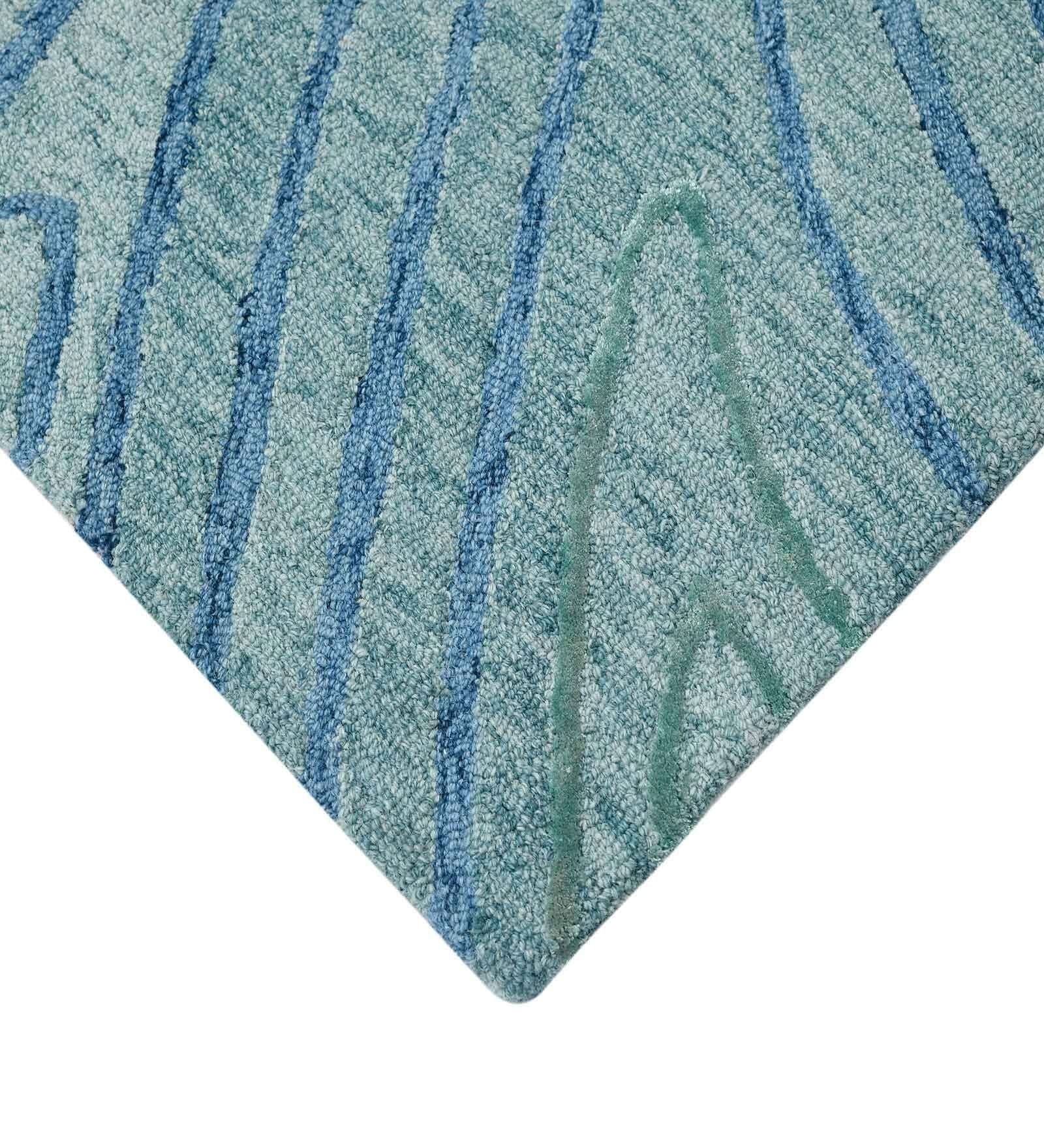AQUA Wool & Viscose Canyan 5x8 Feet Hand-Tufted Carpet - Rug - Ouch Cart