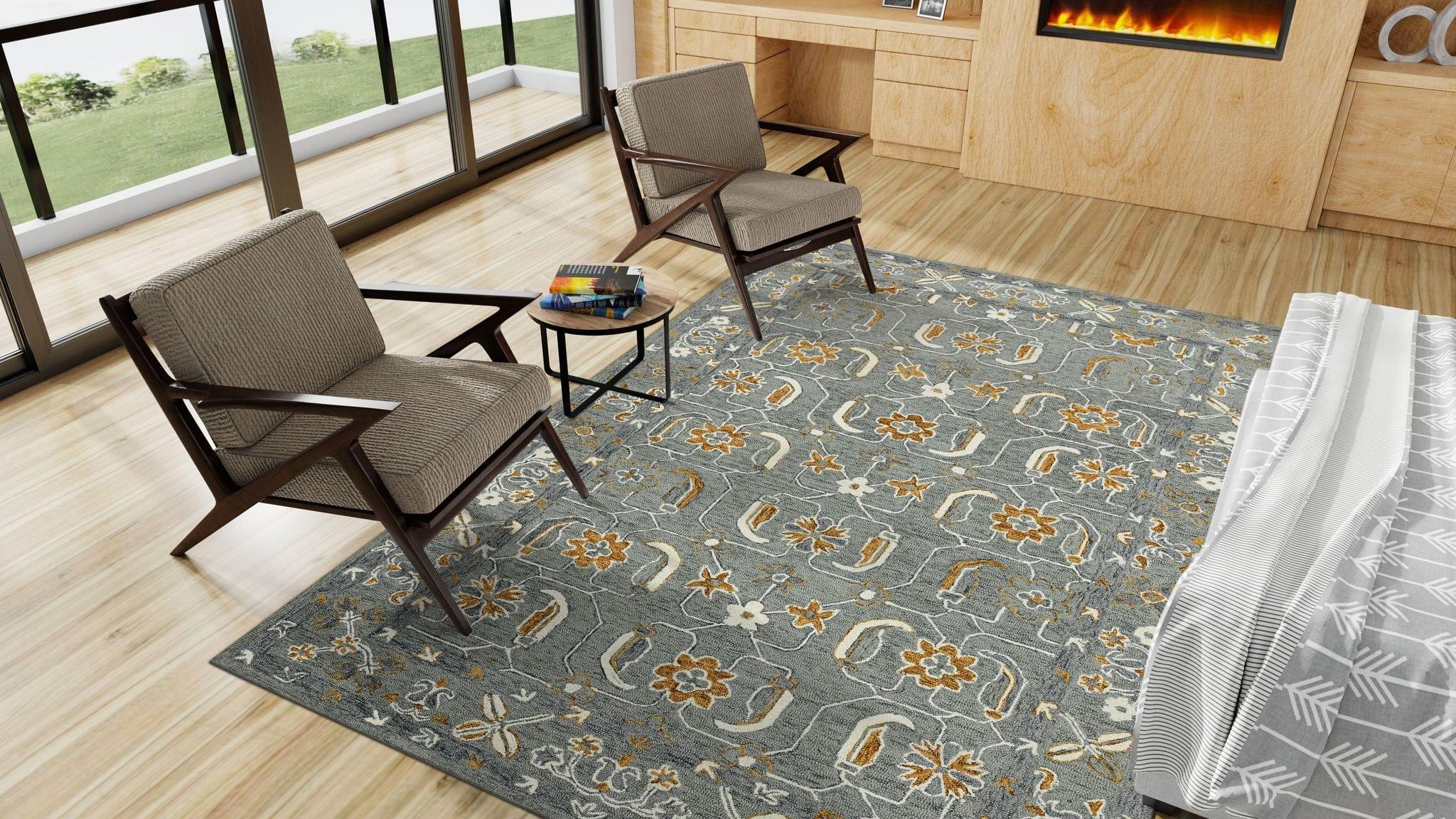 Orange Wool Romania 8X10 Feet Hand-Tufted Carpet - Rug - Ouch Cart