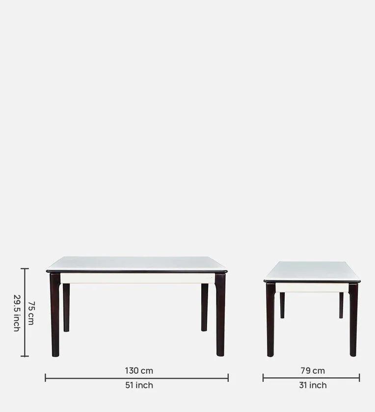Marble 4 Seater Dining Set in White & Black Colour - Ouch Cart