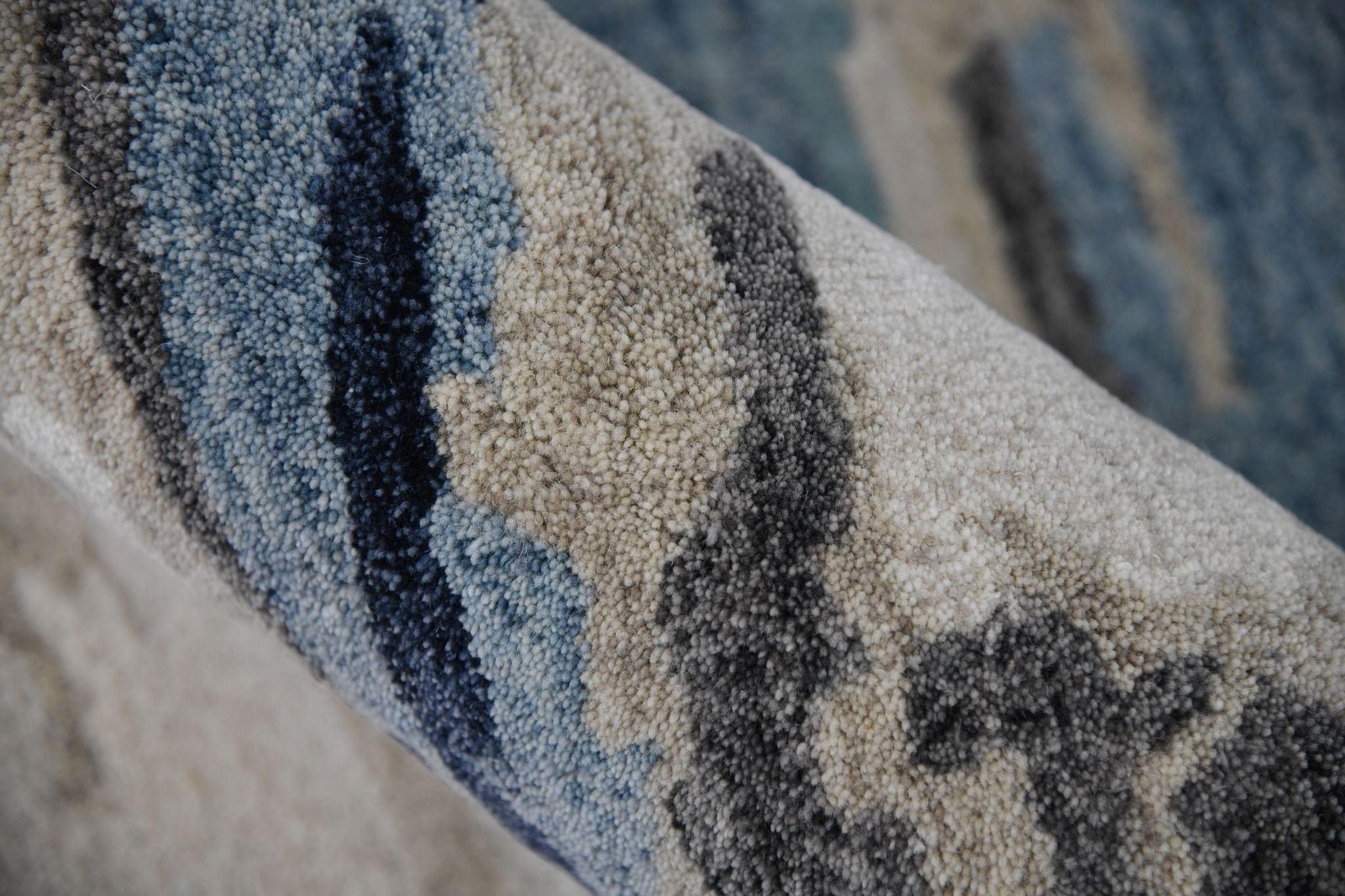 Blue Wool & Viscose Abstract 4x6 Feet Hand-Tufted Carpet - Rug - Ouch Cart