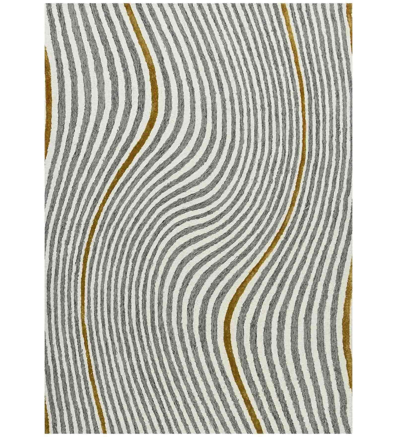 WHITE IVORY Wool & Viscose Canyan 5x8 Feet Hand-Tufted Carpet - Rug - Ouch Cart