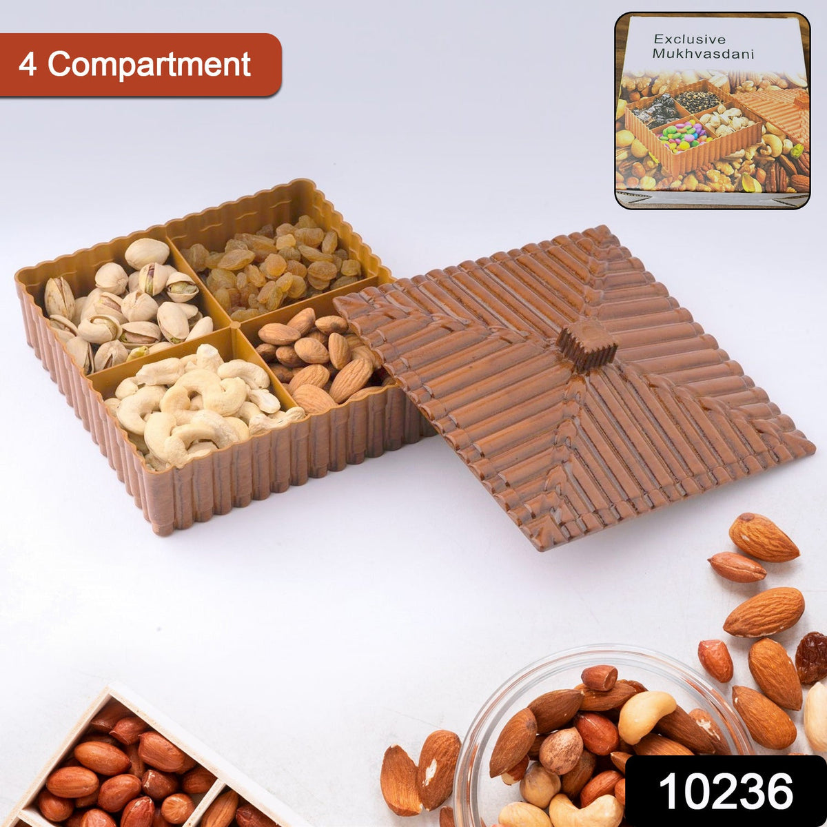 Plastic Multipurpose Dry Fruit Chocolates Mouth Box (1 Pc) Wukusy