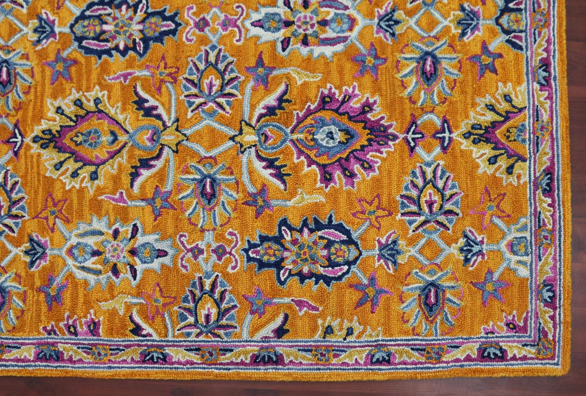 ORANGE Wool Boho 5X8 Feet Hand-Tufted Carpet - Rug - Ouch Cart